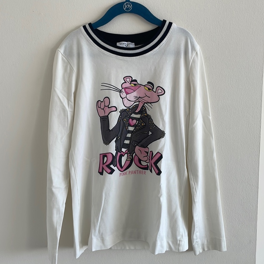 Monnalisa long sleeve crystal detailed t-shirt.